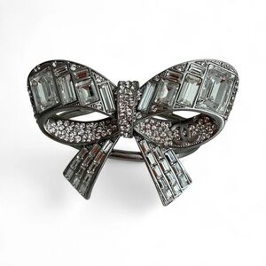 Chanel Crystal Bow Cuff Silver